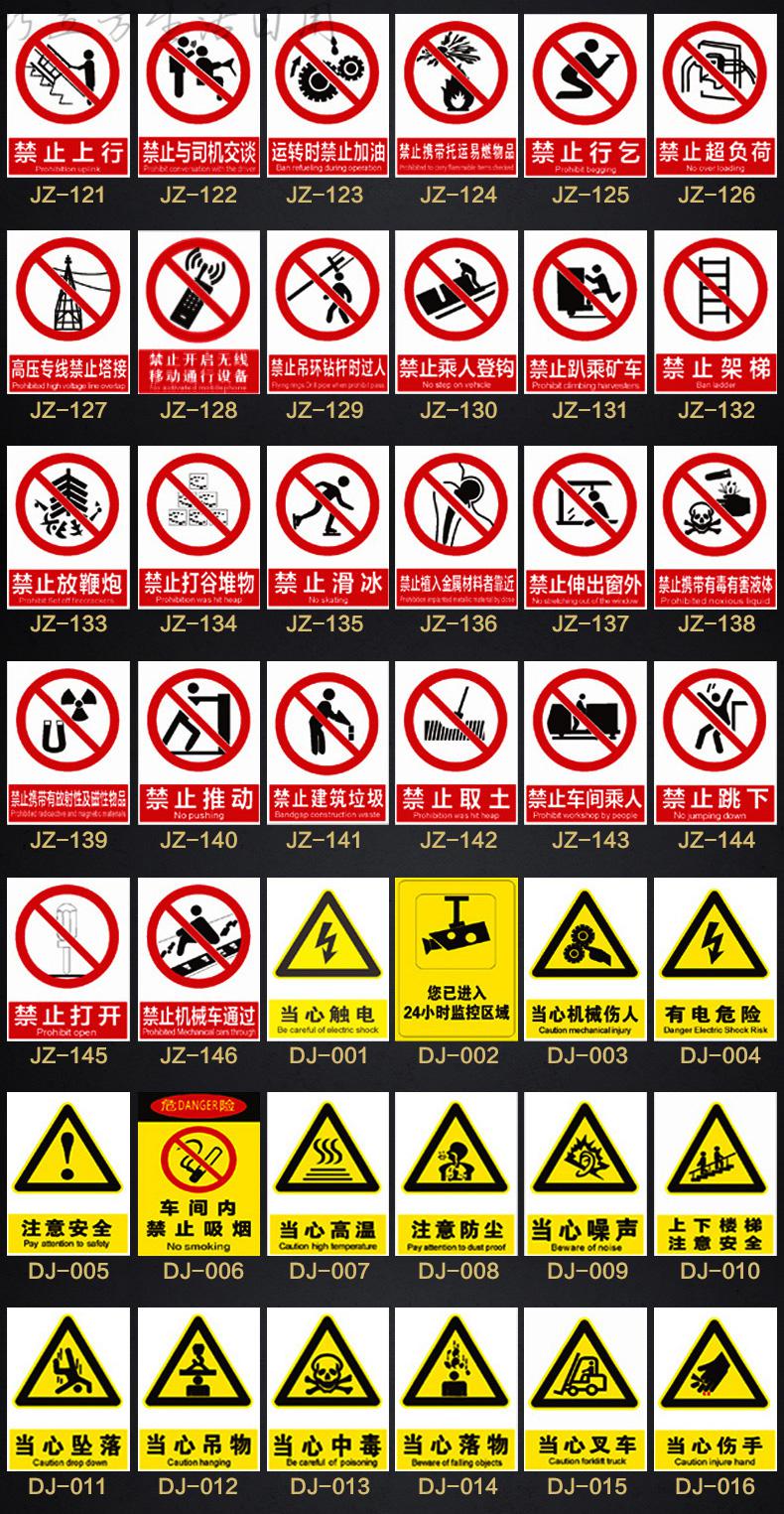 安全标识牌警示牌车间施工生产警告标志标牌提示标示贴标语严禁烟火