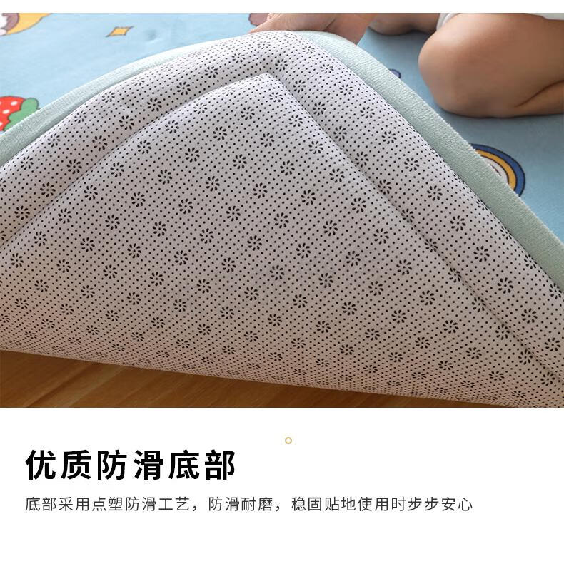 加厚婴儿宝宝防摔垫儿童房间床下隔凉垫子爬行毯蓝绿色400x200厘米
