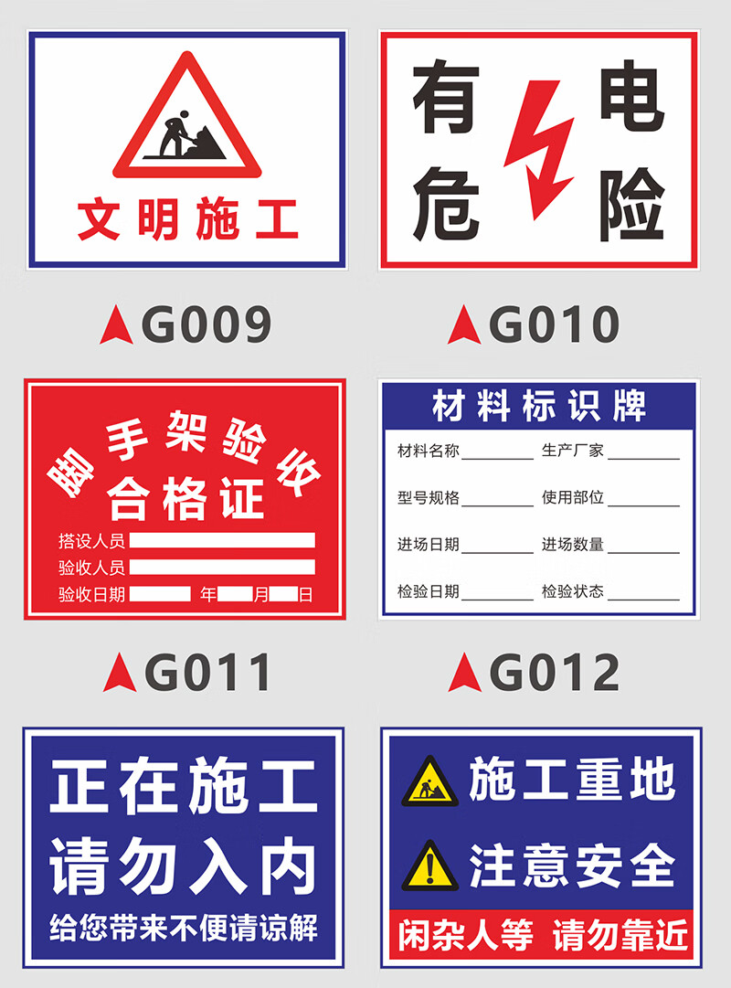施工警示牌工地安全标识牌建筑工程标志牌必须戴安全帽警告定制做 g