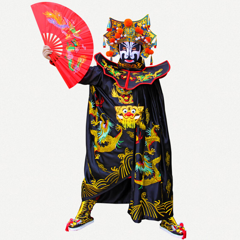 变脸服装川剧变脸服装全套四川变脸送教学变脸道具送12张脸谱 豪华