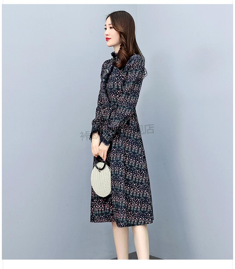 高档品牌轻奢女装2022年春装长袖连衣裙女新款女装修身显瘦气质碎花
