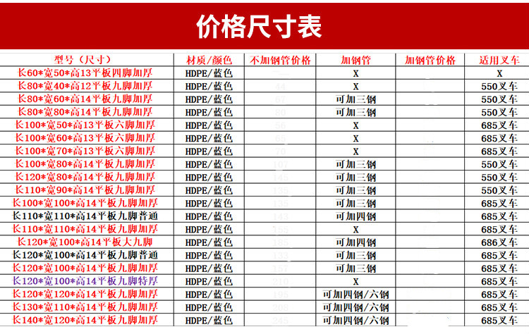 防潮板叉车托盘塑料平板九脚托盘叉车防潮垫板卡板地台地堆仓库地垫物流货架栈板 1.2*1米新料加厚