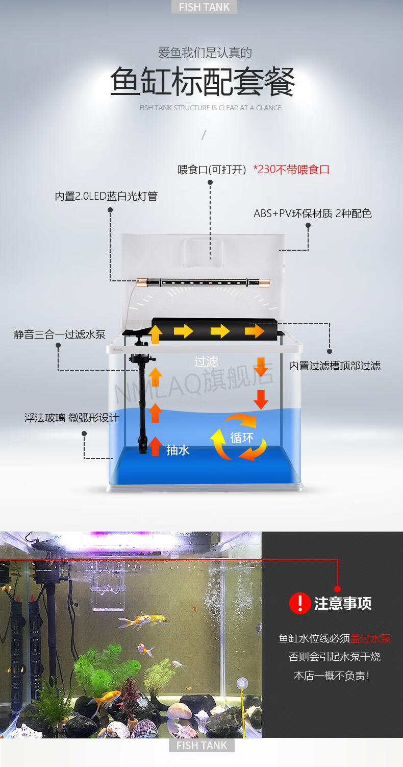 2022新款西龙鱼缸西龙中小型客厅鱼缸白玻璃金鱼缸懒人免换水带底柜