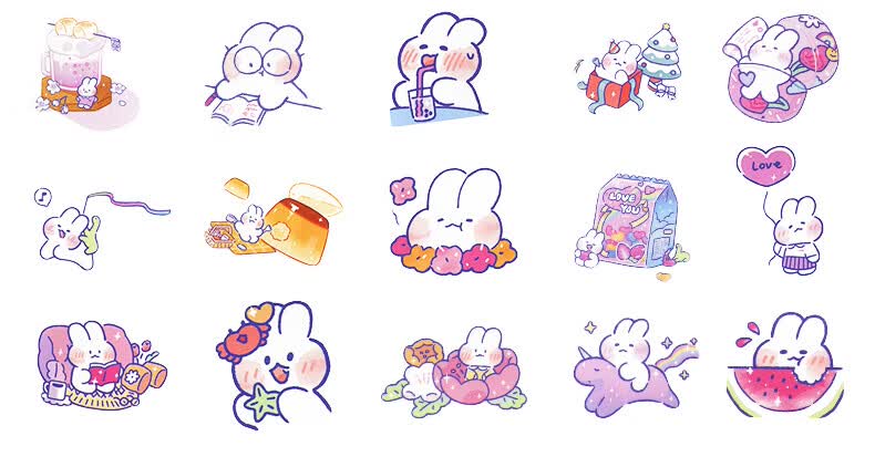 手机装饰贴纸 卡通可爱奶油兔笔记本电脑日韩ins行李箱水杯ipad贴画