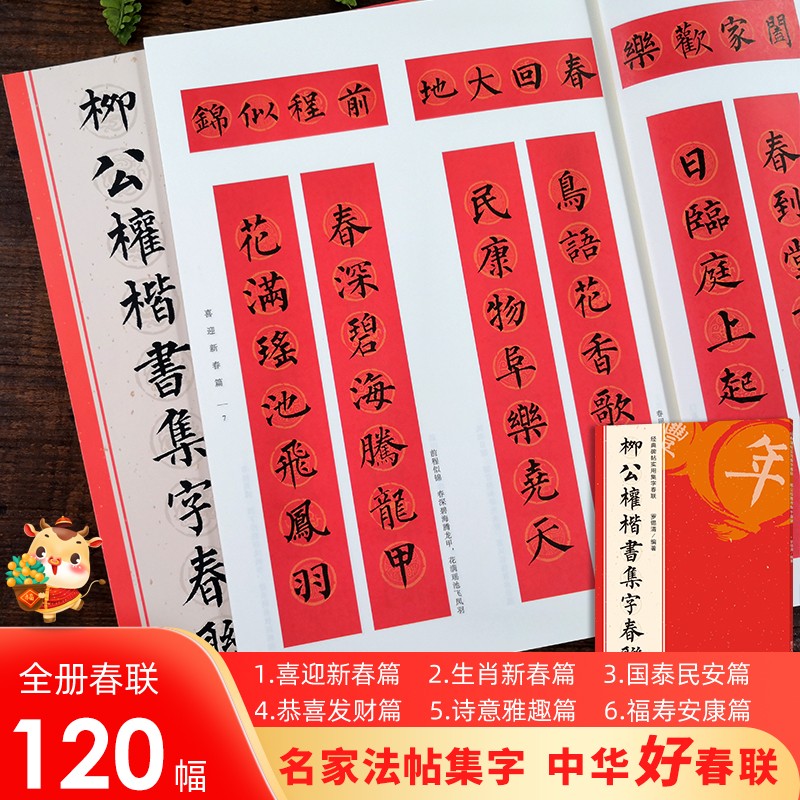 6大类120幅春节 经典碑帖实用集字春联对联横幅 楷书毛笔软笔书法练