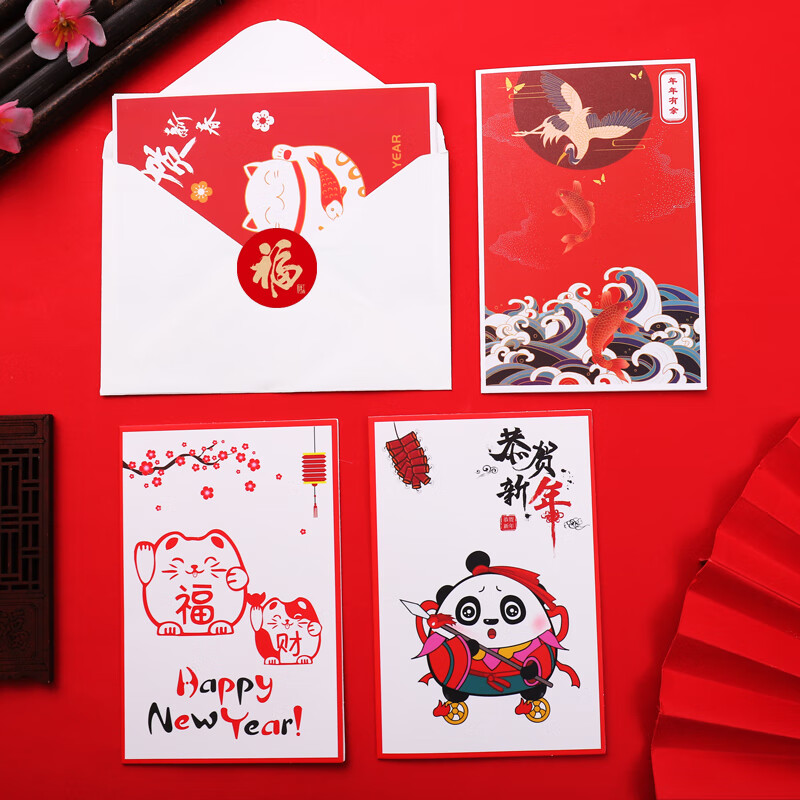 中国风2021新年贺卡元旦牛年祝福立体韩国创意卡通儿童小卡片定制 一