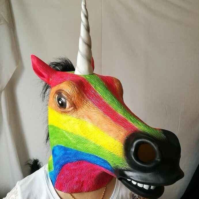 cosplay搞笑动物网红犬马头头套搞怪马头套面具表演道具厂家直销白色