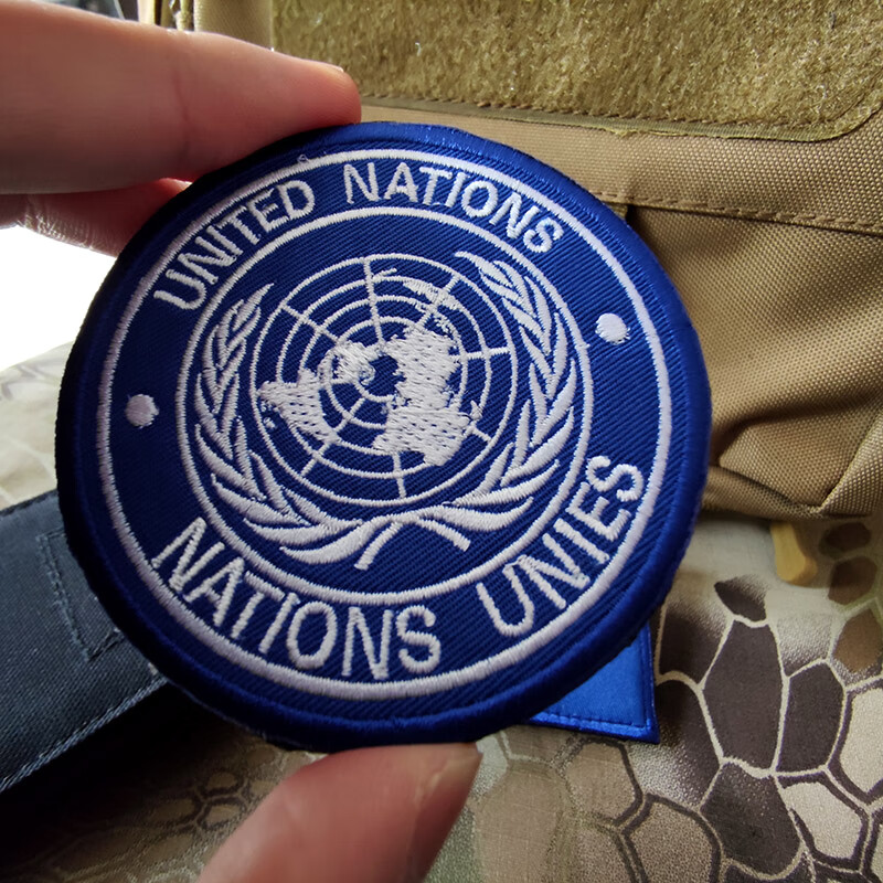 酷否维和臂章刺绣魔术贴章联合国蓝盔徽章户外包贴战术士气章袖标蓝色