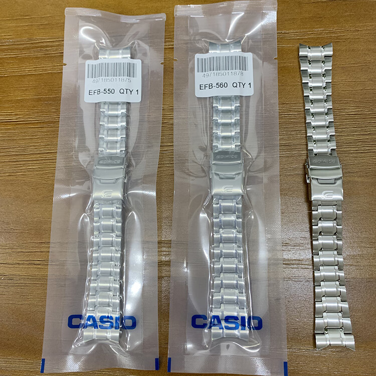适配卡西欧表带5490/5529 efb-550/560实心钢带efr-551手表链配件22mm