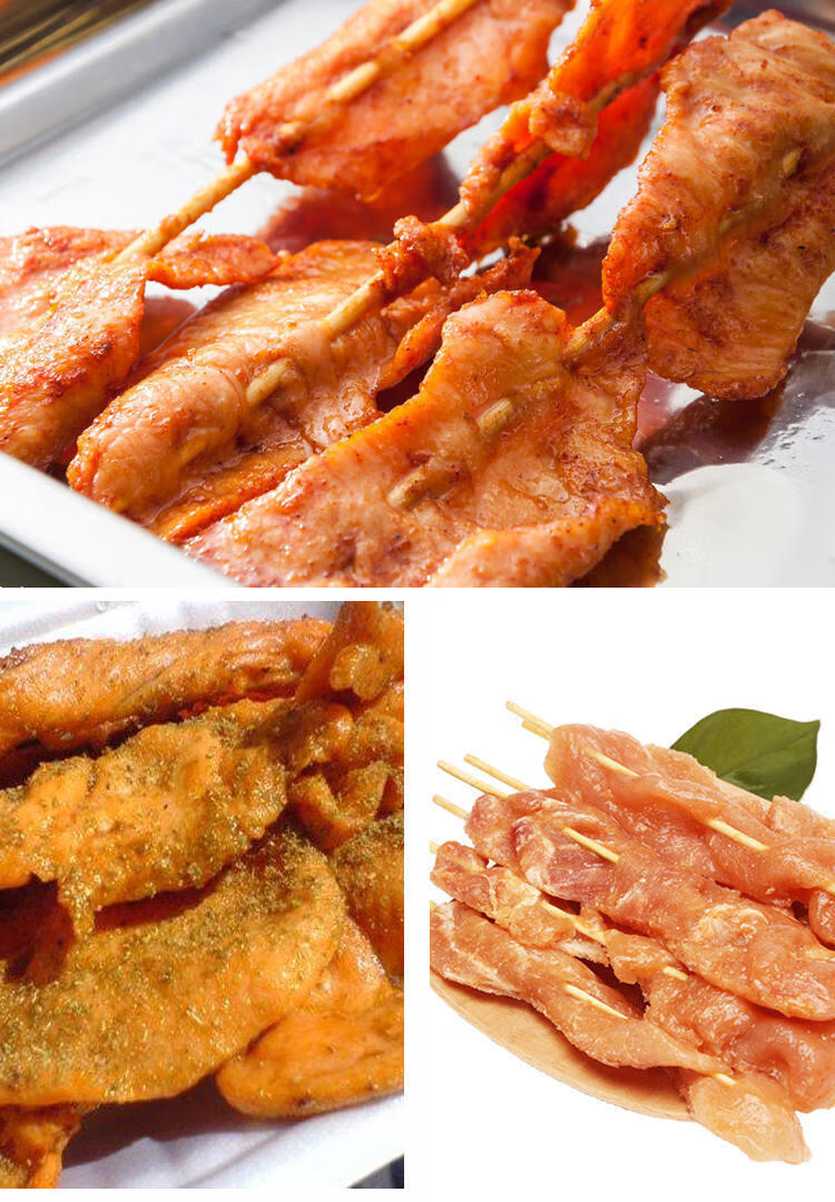 新鲜里脊肉串冷冻40串铁板肉串鸡肉片手抓饼串串香早餐肉串香嫩鸡肉串