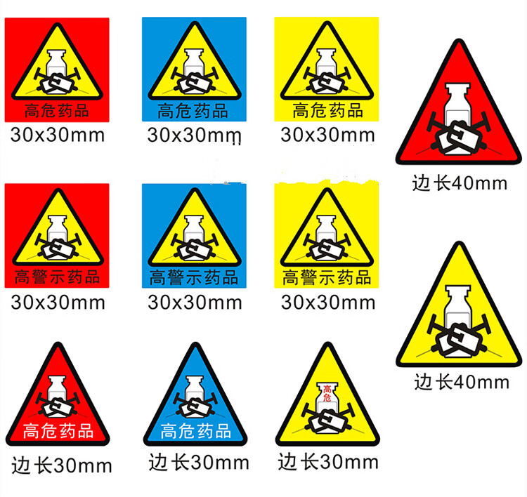 医院护理用高危药品标识药房高警示药品标签贴看似听似多规近效期栗色