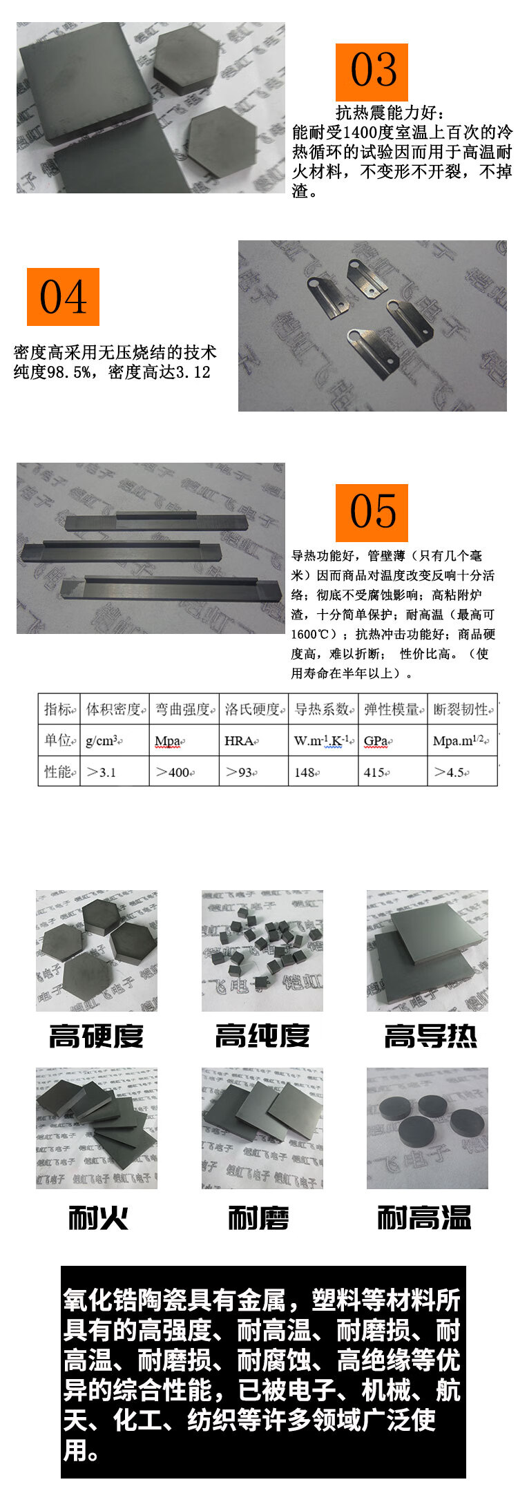 (sic)陶瓷是一种新型的防弹陶瓷材料,该材料具有低密度,高强度,高硬度