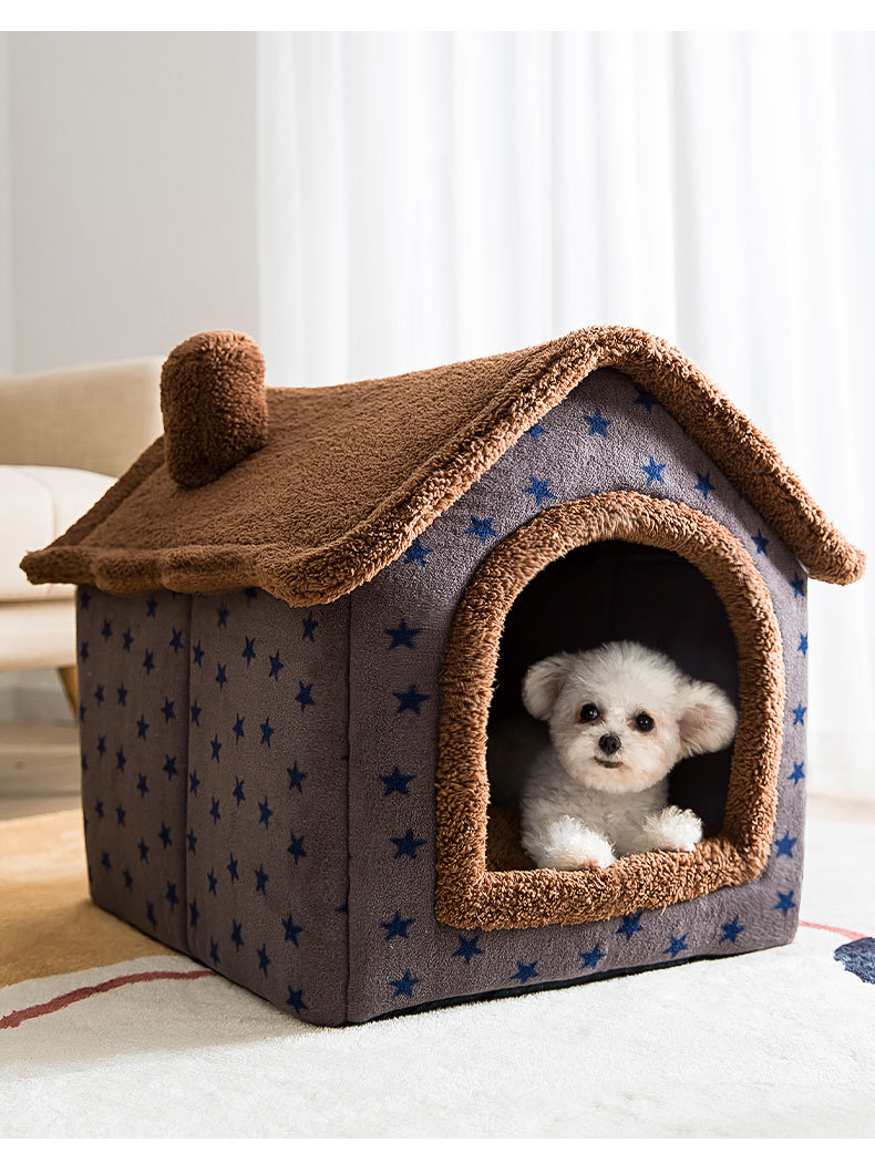 猫窝狗窝冬天保暖小型犬泰迪可拆洗狗屋房子型猫窝床四季通用宠物用品
