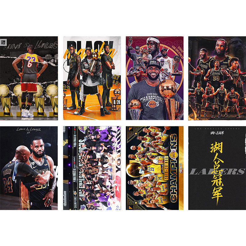 湖人总海报海报詹姆斯高清nba篮球明信片贴纸宿舍卧室詹姆斯随机高清