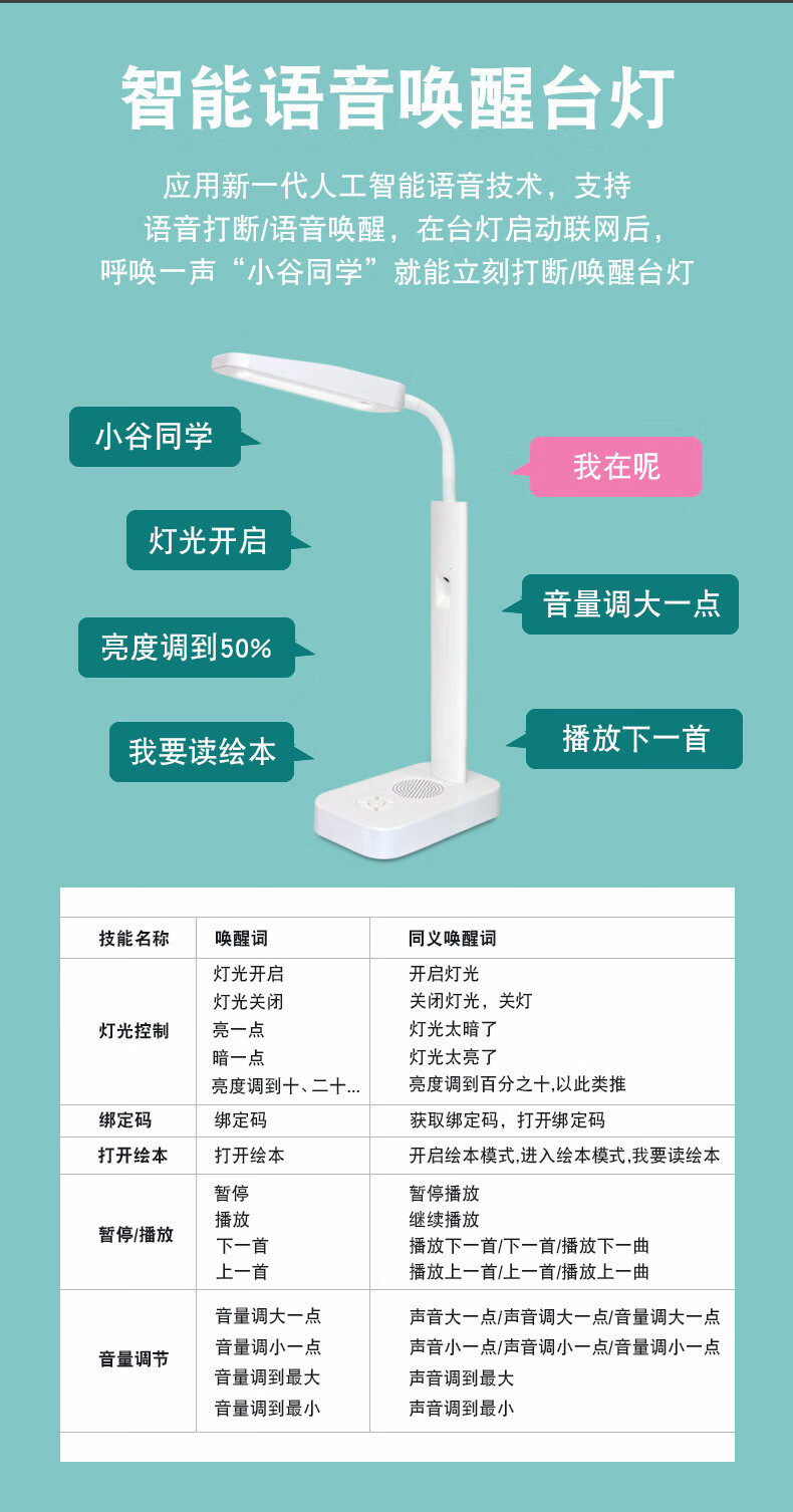 智能读书灯机器人ai智能台灯绘本阅读早教机器人语音对话小谷学习点读