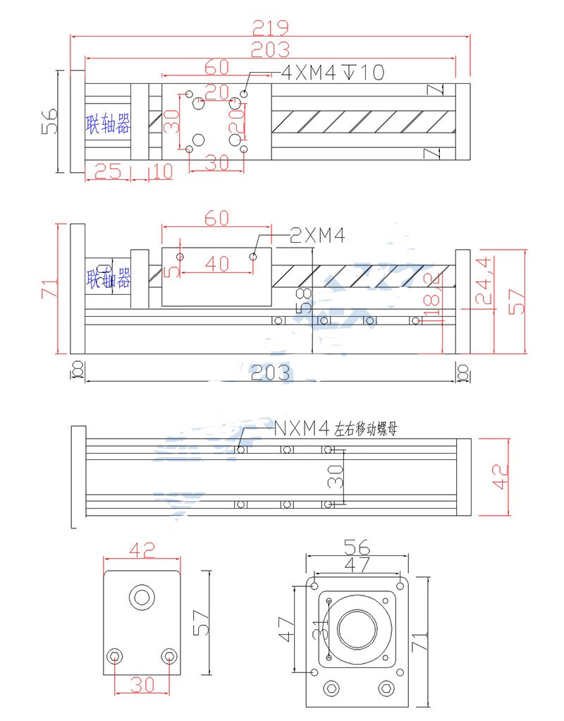 直线线轨方轨 步进电机丝杆传动滑台电动滑轨往复工作台 1605-400mm