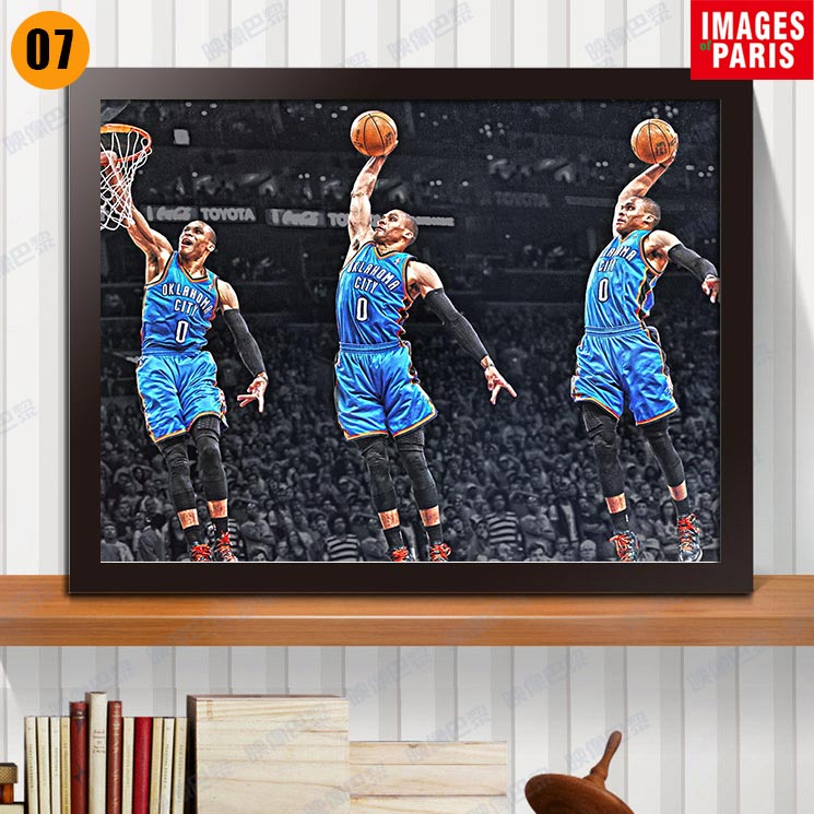 nba威少雷霆队火威斯布鲁克装饰画威少篮球球星海报挂画体育用品店
