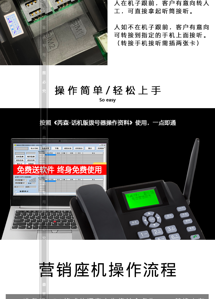 电销神器全自动拨号营销机座机广告语音客服机器人无线插卡电话机 14
