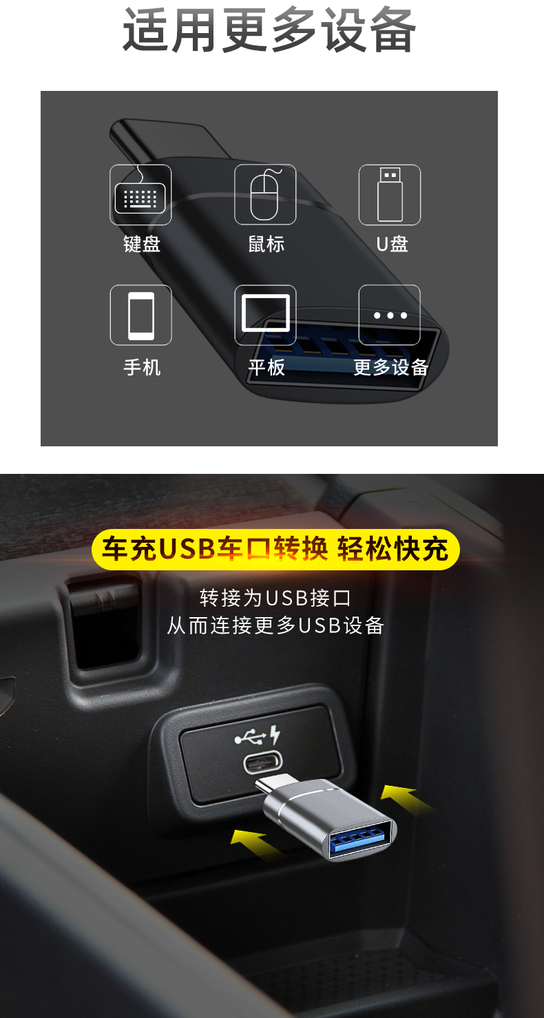 适用于2021款奥迪a4l车载typec接口a6l转换器a8l转接头q3数据线usb