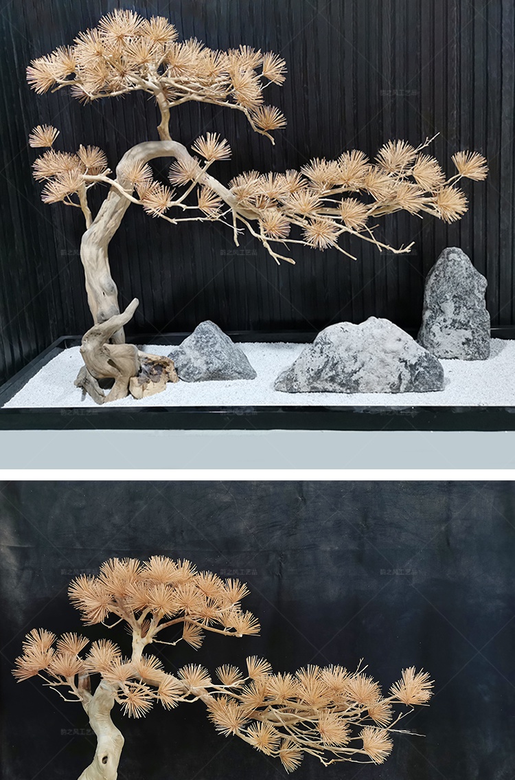 仿真迎客松大型挂壁造景装饰竹签罗汉松马尾松假树枝室内摆件盆景c型1