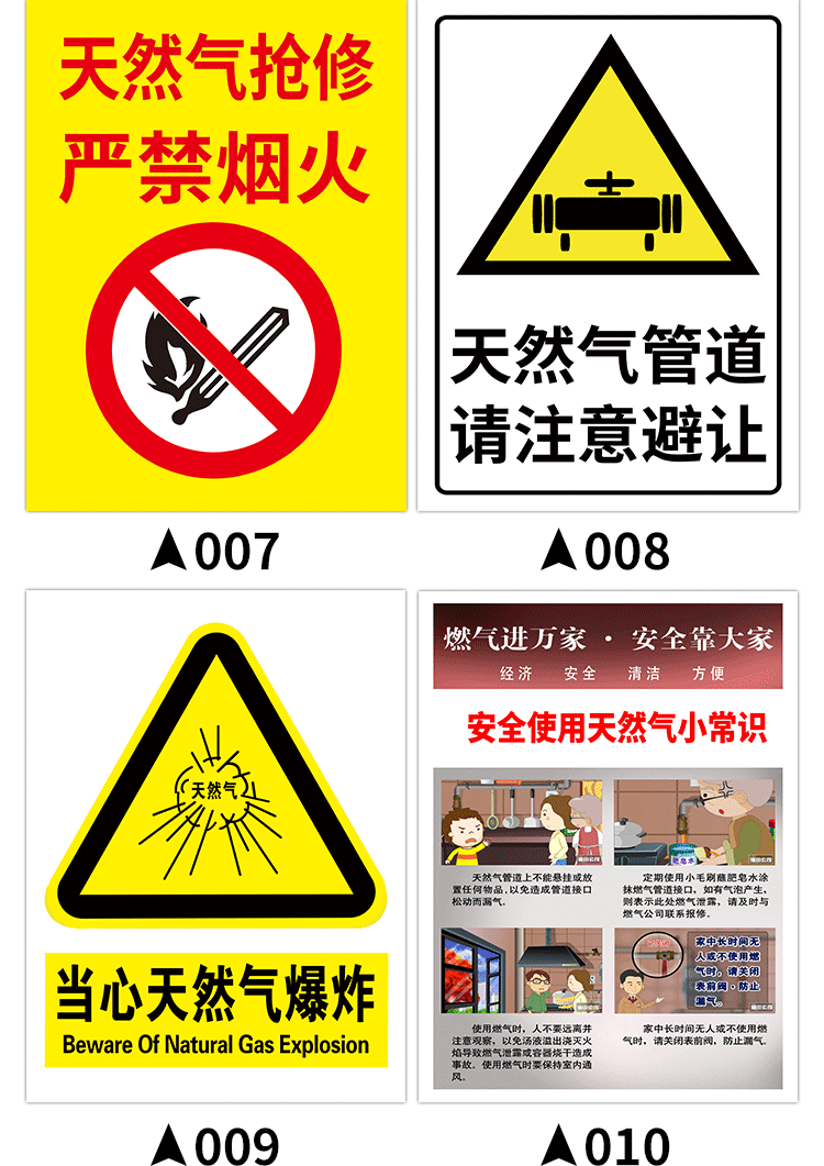 标识牌告示牌警示标志燃气设施指示牌禁止吸烟提示牌标语告知天然气