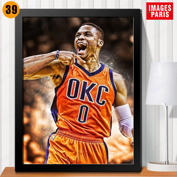 nba威少雷霆队火威斯布鲁克装饰画威少篮球球星海报挂画体育用品店