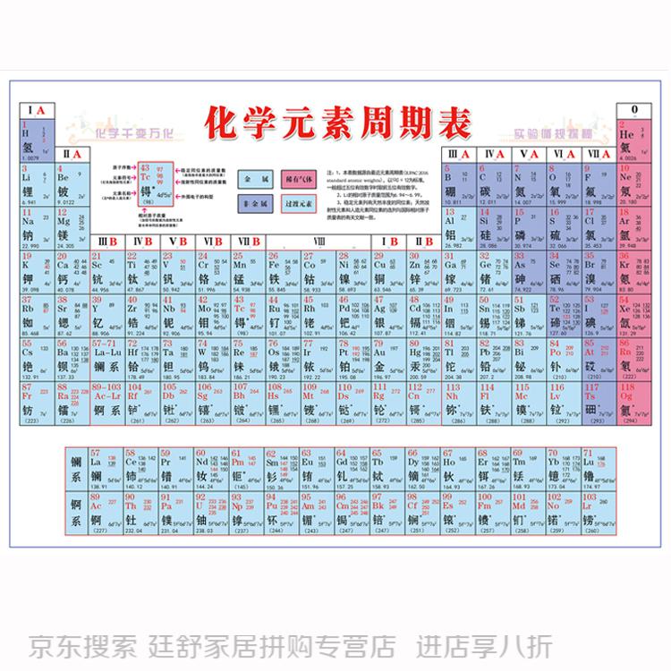 化学元素周期表挂图2019新版化学元素周期表挂图118位中文版化学周期