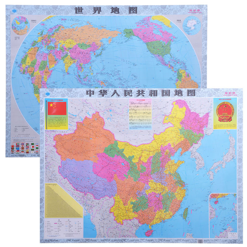 2019全新版中国世界地图覆膜防水挂图省地图办公室装饰墙贴画 中国