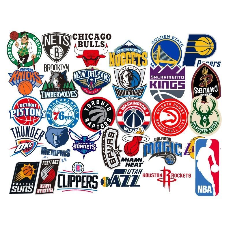 科比欧文詹姆斯库里篮球贴画电脑手机壳水杯装饰全套nba球队logo31张