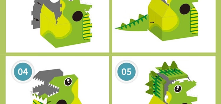 纸板纸箱恐龙玩具可穿戴纸箱diy模型儿童手工制作硬纸盒动物拼装生日