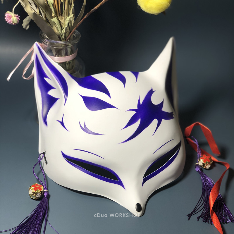 迪士尼disney商城同款塑料手绘狐妖可爱面具日本猫脸全脸动物半动漫
