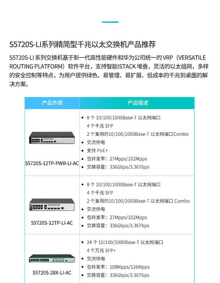 华为(huawei)s5720系列交换机千兆三层企业级核心汇聚