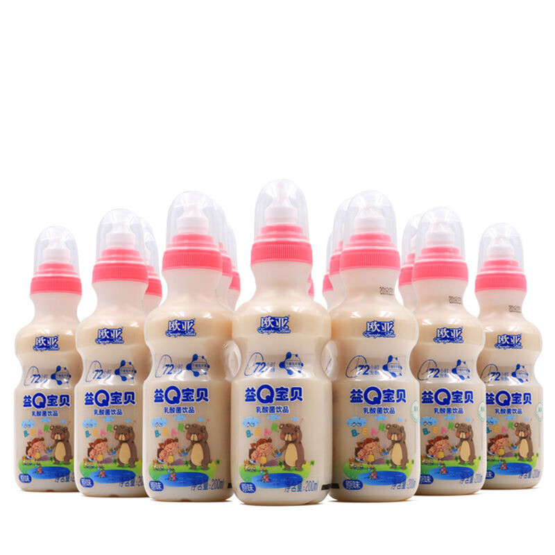 欧亚益q乳酸菌儿童牛奶饮品奶嘴装200ml24瓶箱整箱乳制品