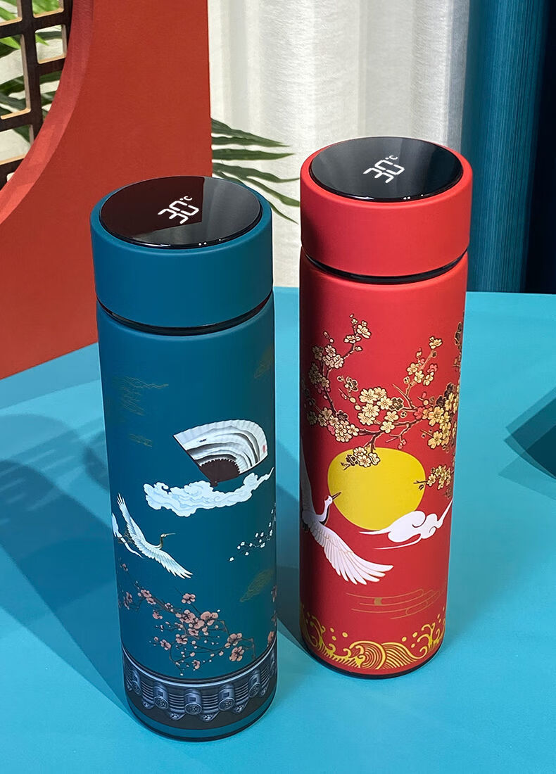 精选国潮保温杯智能显温中国风式杯子ins潮流男女士泡茶水杯文艺茶杯