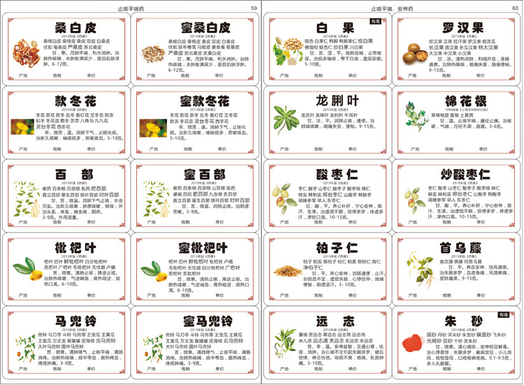 新版规范正名中药标签贴978660味镂空字纸不干胶中药柜标签斗谱全横款