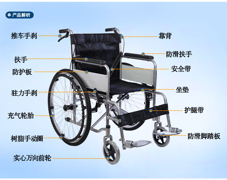 品牌优选轮椅折叠轻便便携老人旅行超轻简易小轮手推车残疾老年人家四