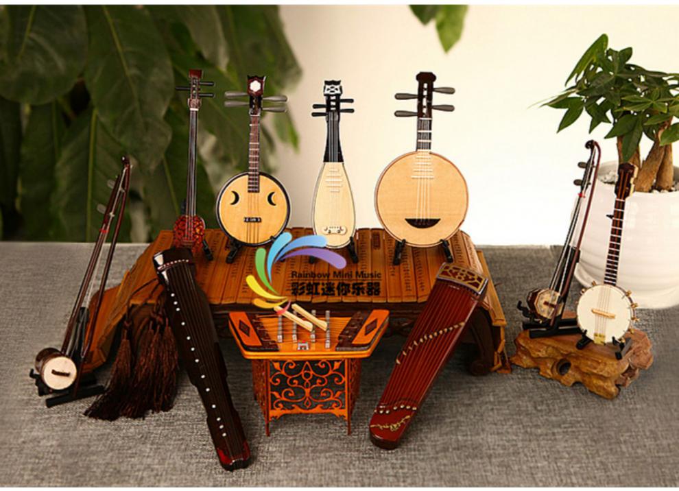 京炫(jingxuan)手工制作迷你月琴模型配娃民族乐器送国外客户毕业礼物