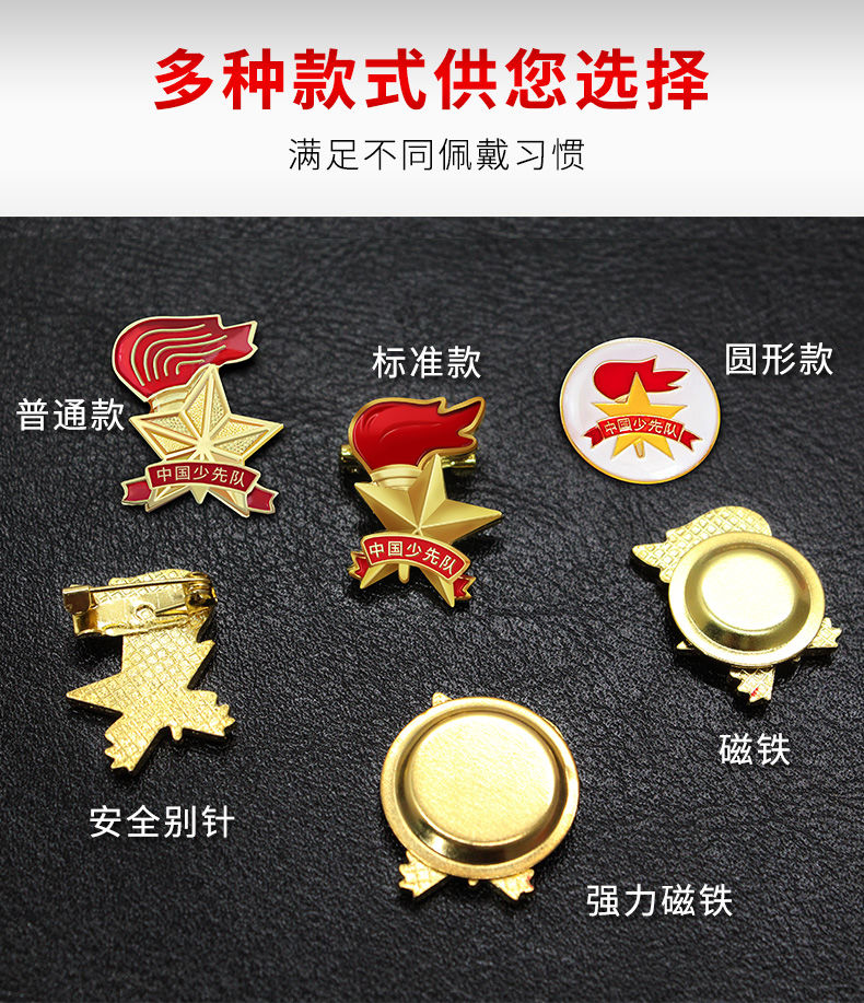 中国少先队队徽标准型小学生胸徽胸章少先队员校徽章安全针磁铁扣