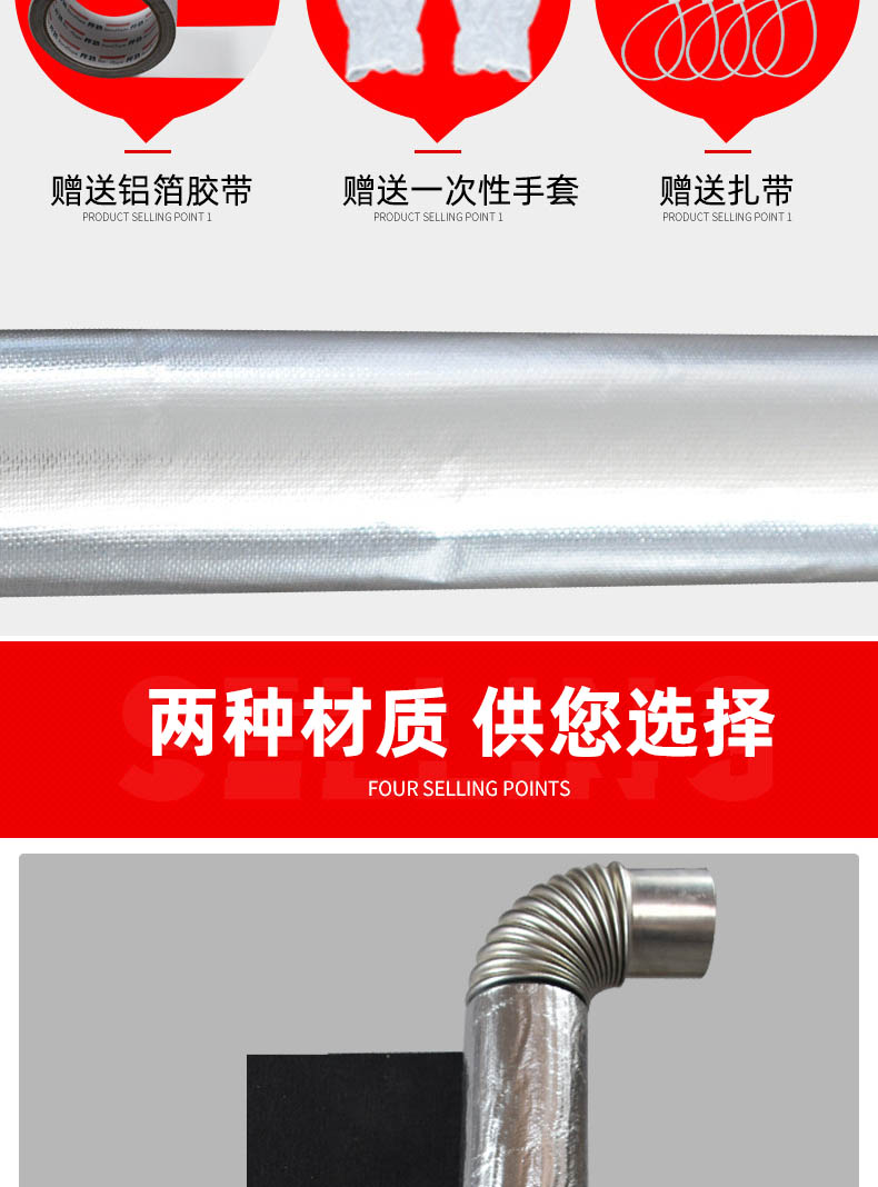 米囹排烟管隔热棉热水器汽车排气管包烟筒材料耐高温防烫防火棉带 锐
