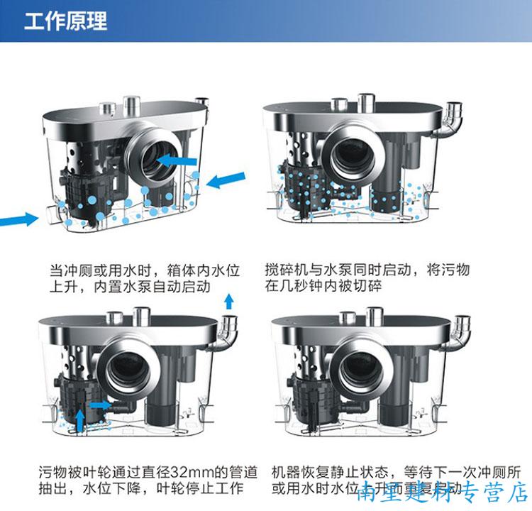 御舵定制别墅地下室全自动电动马桶粉碎机坐便污水提升器化粪器提升泵