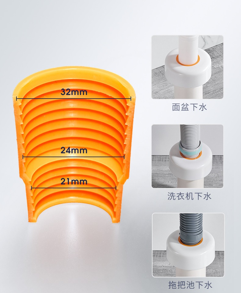 圈汉鲨防臭下水管神器洗手盆密封圈排水管厨房防臭塞下水管道封口盖