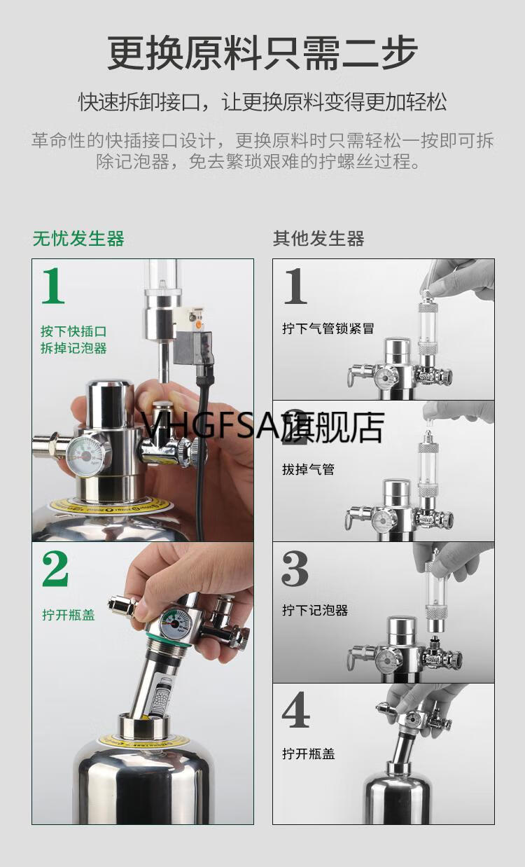 二氧化碳发生器 无忧创意d601二氧化碳发生器水草diyco2钢瓶套装自制