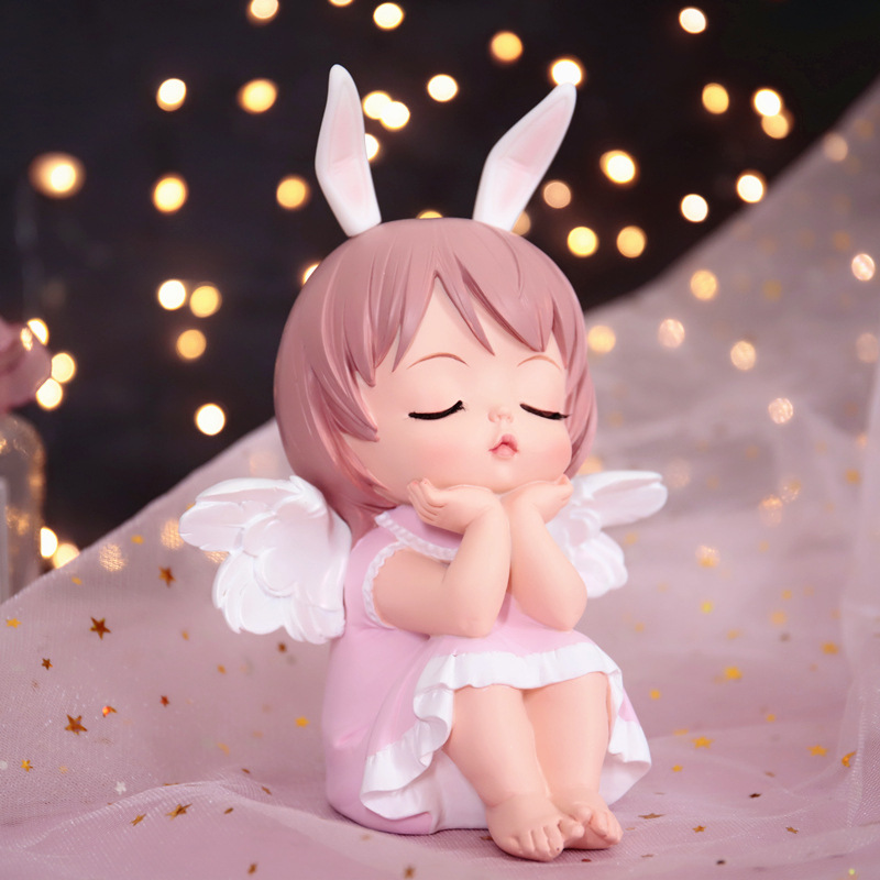 创意安妮天使少女心女孩装饰摆件小夜灯蛋糕摆件汽车用品 1121-11a