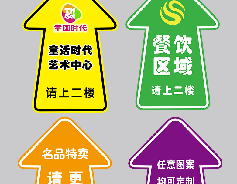 箭头地贴指示医院商场店铺指引定制海报地面贴纸自粘耐磨防滑定制内容