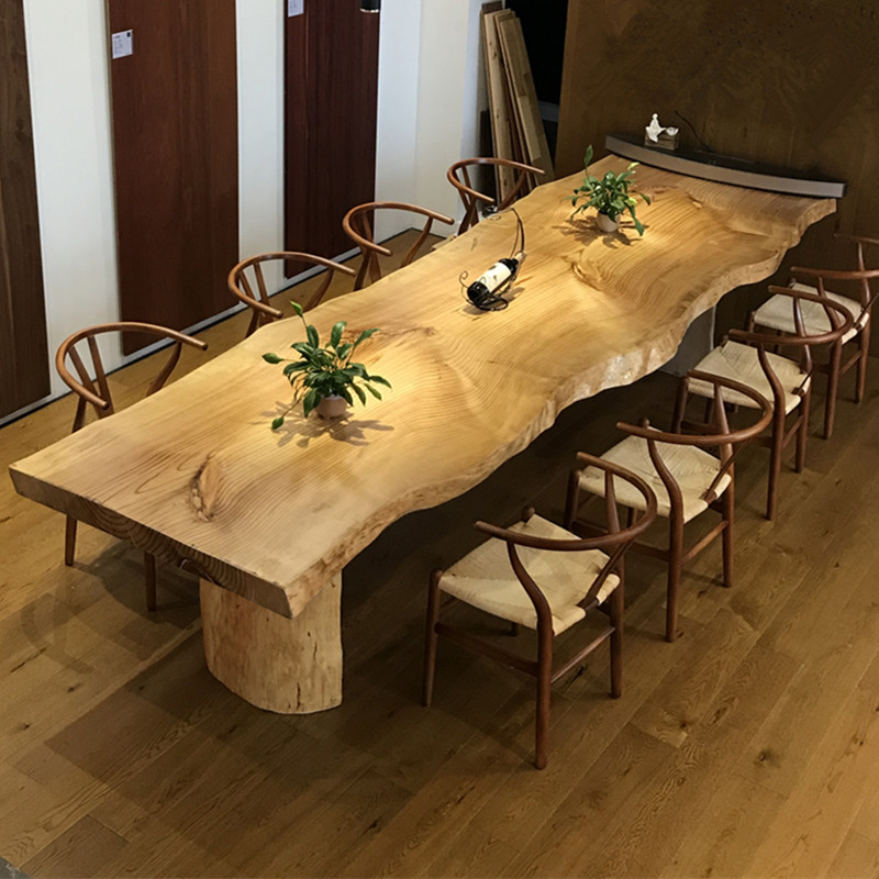 功夫茶桌椅组合新中式原实木大板桌办公桌茶台仿古喝茶艺茶几禅意整板