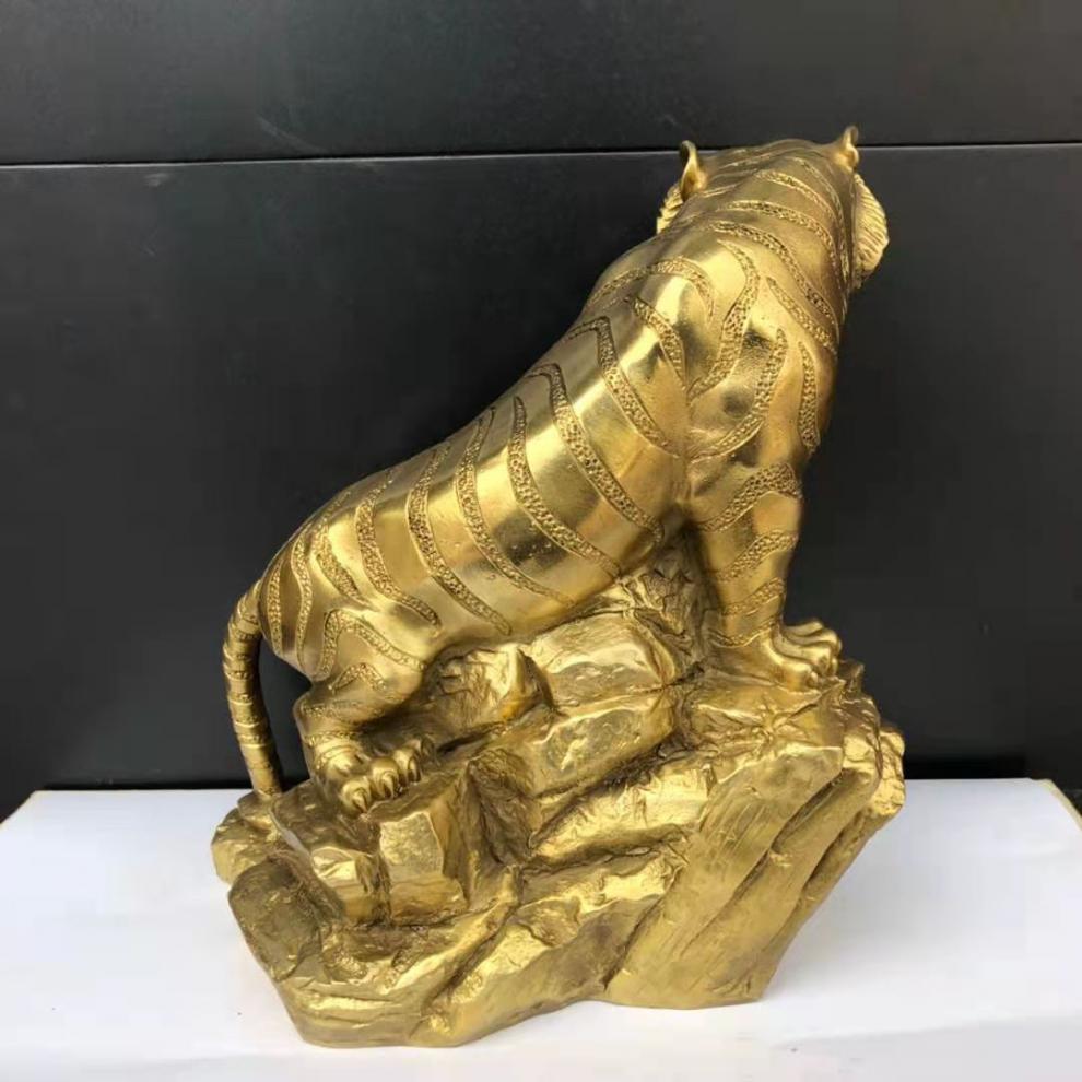 黄铜金钱元宝虎上山虎家居装饰品车载摆设纯铜老虎摆件 1款老虎 长25