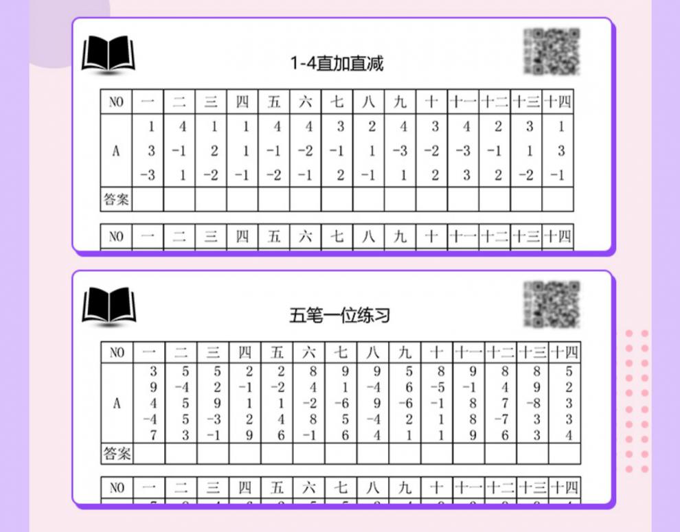 本全套珠算初级高级教材第一阶神墨书考级单算盘珠心算四阶训练51页