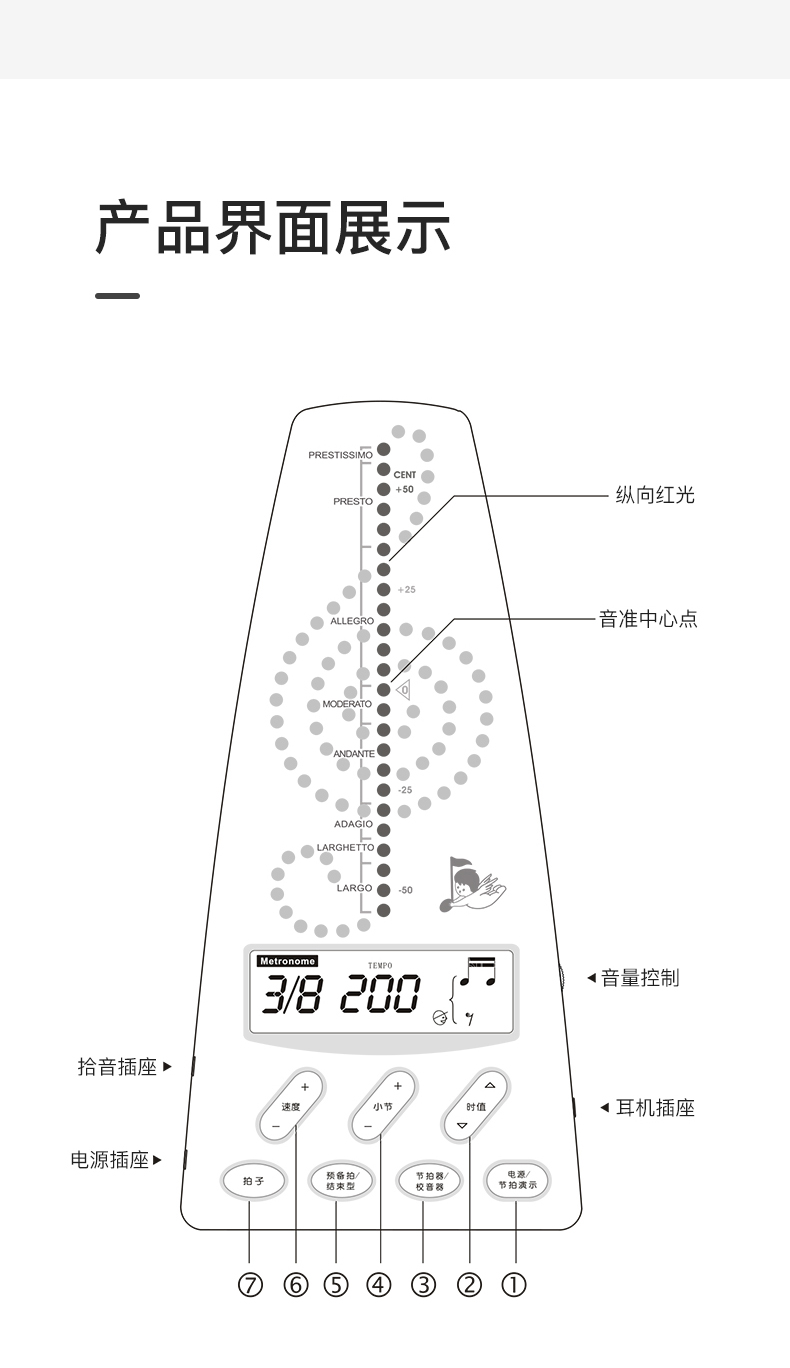 小天使节拍器220人声数拍电子充电卡通钢琴古筝考级架子鼓机械奏铺麦