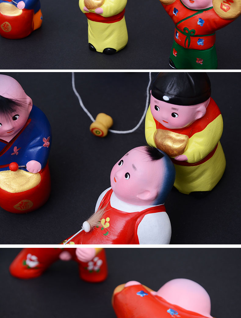天津泥人张小百子娃娃民间手工艺品泥塑小泥人摆件北京旅游纪念品12