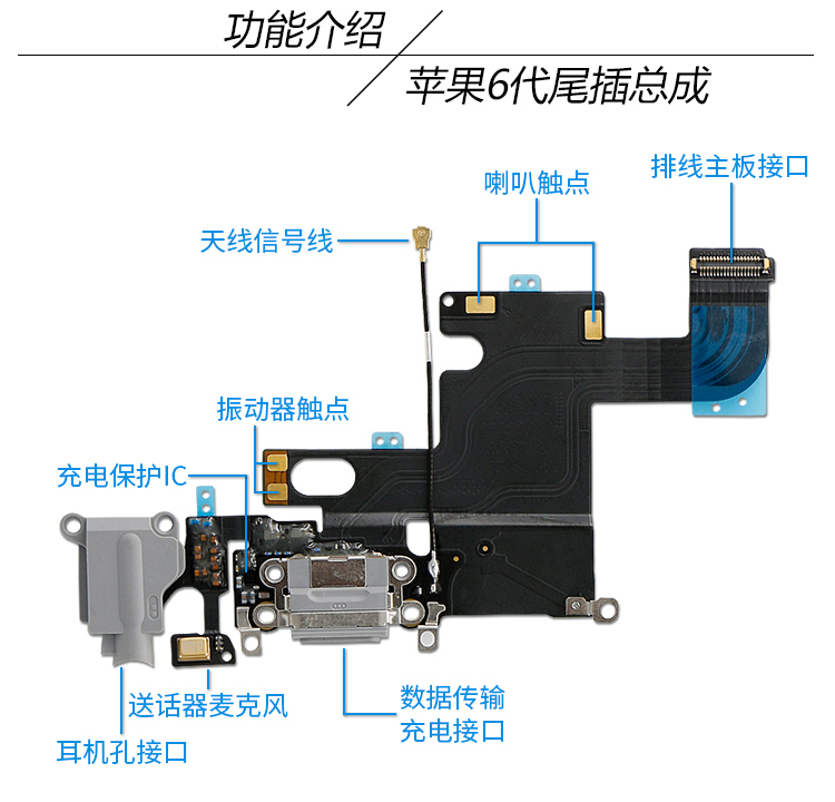 适用苹果iphone6尾插6sp送话器7充电口11耳机8plus6s排线maxxsmax颜色